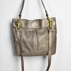 Y2k Coach Metallic Taupe Gold Leather Shoulder Bag Glam‎ Girly